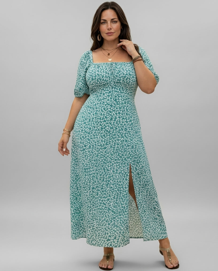 Jimena | Ditsy Floral Print Plus Size Maxi Dress