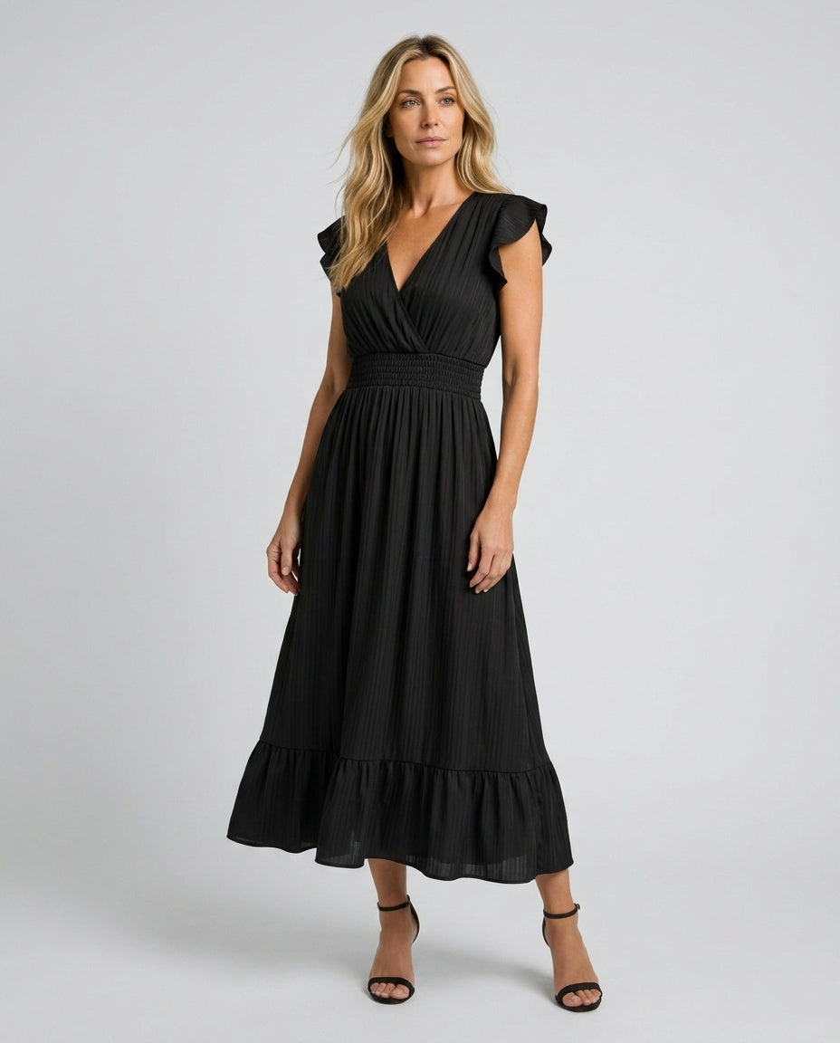 Clove | Ruffle Sleeve Smocked Waist Midi Dress