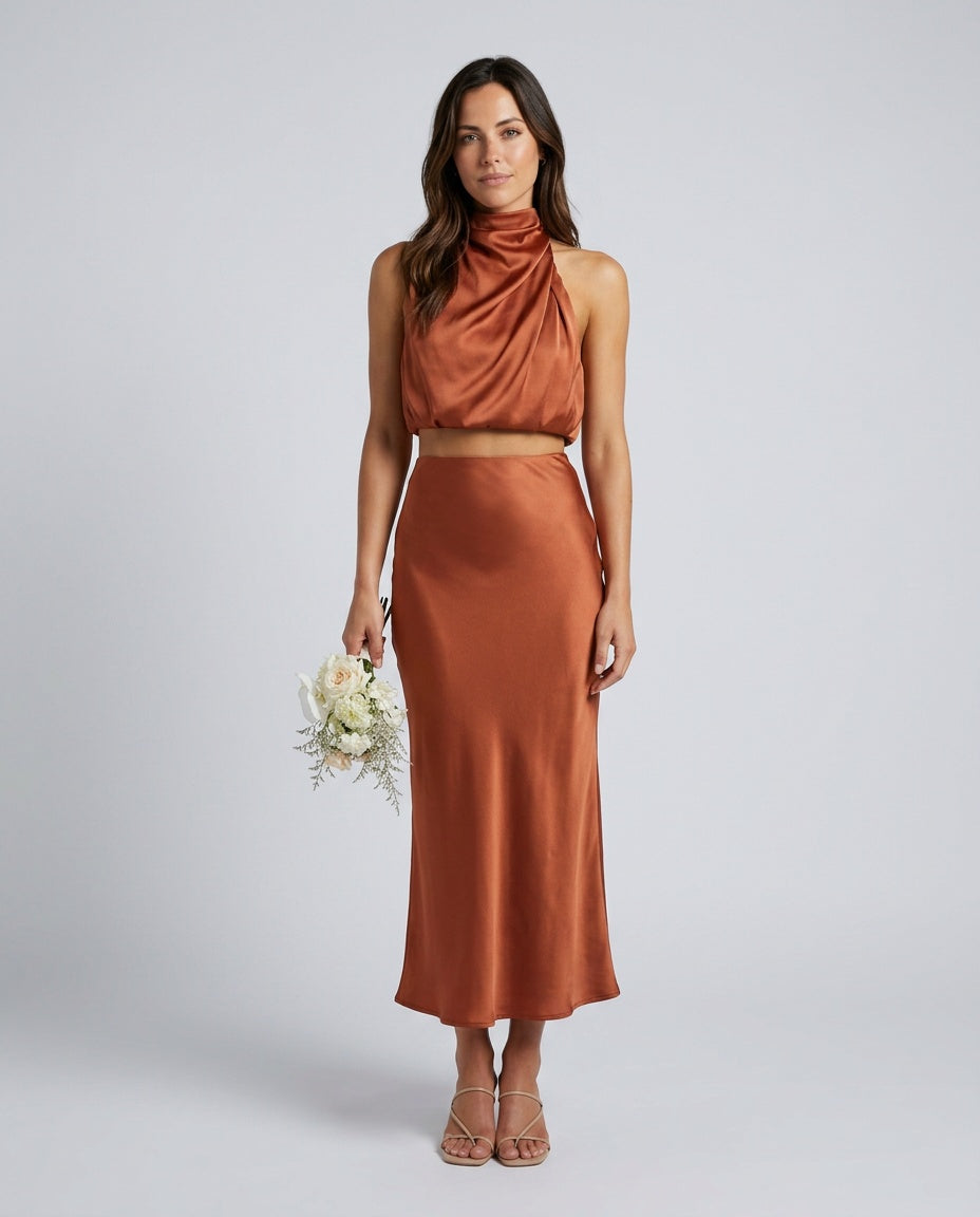 Aubrey | Draped Long Skirt Co-ord Set
