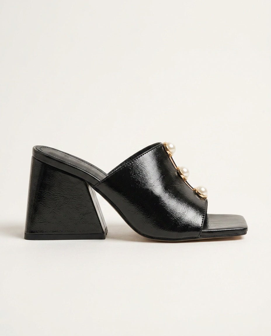 Emerson | Pearl Detail Block Heel Mules