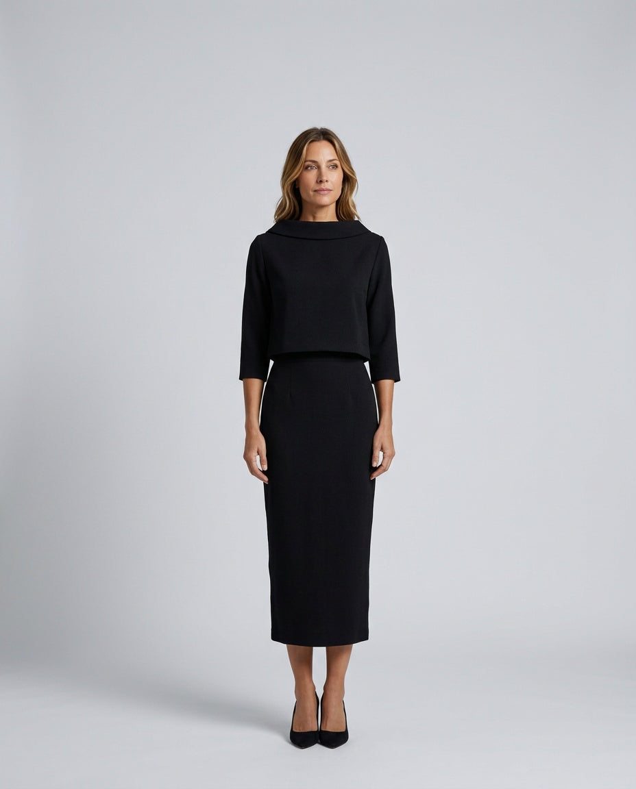 Alejandra | Boat Neck 3/4 Sleeve Midi Co-ord Set