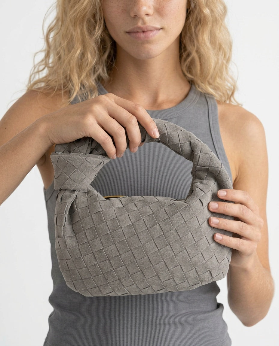 Woven Knot Detail Vegan Suede Mini Bag