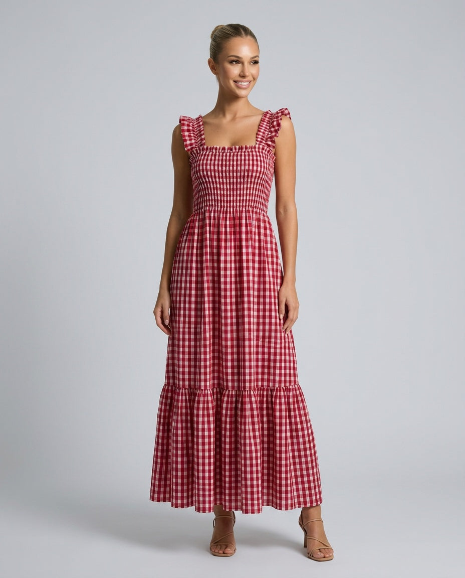 Billie | Plaid Spaghetti Strap Camisole Maxi Dress