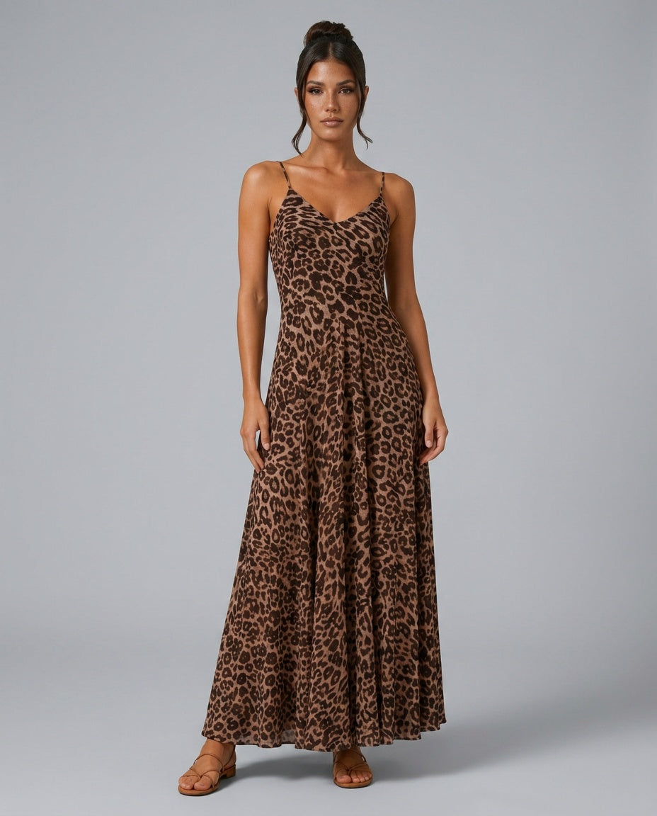 Camila | Leopard Print Strappy Maxi Dress