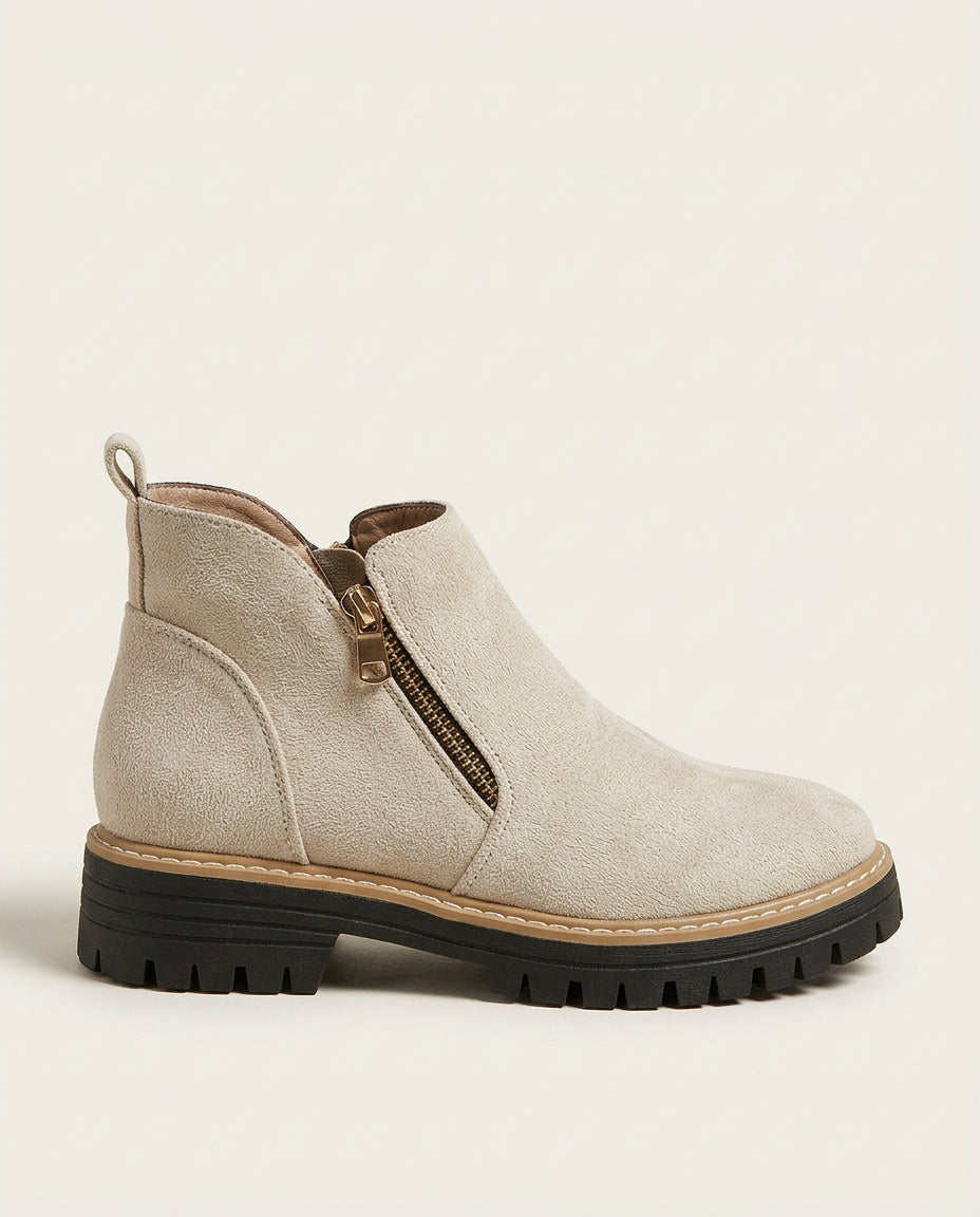 Rosa | Chunky Sole Zip Ankle Boots