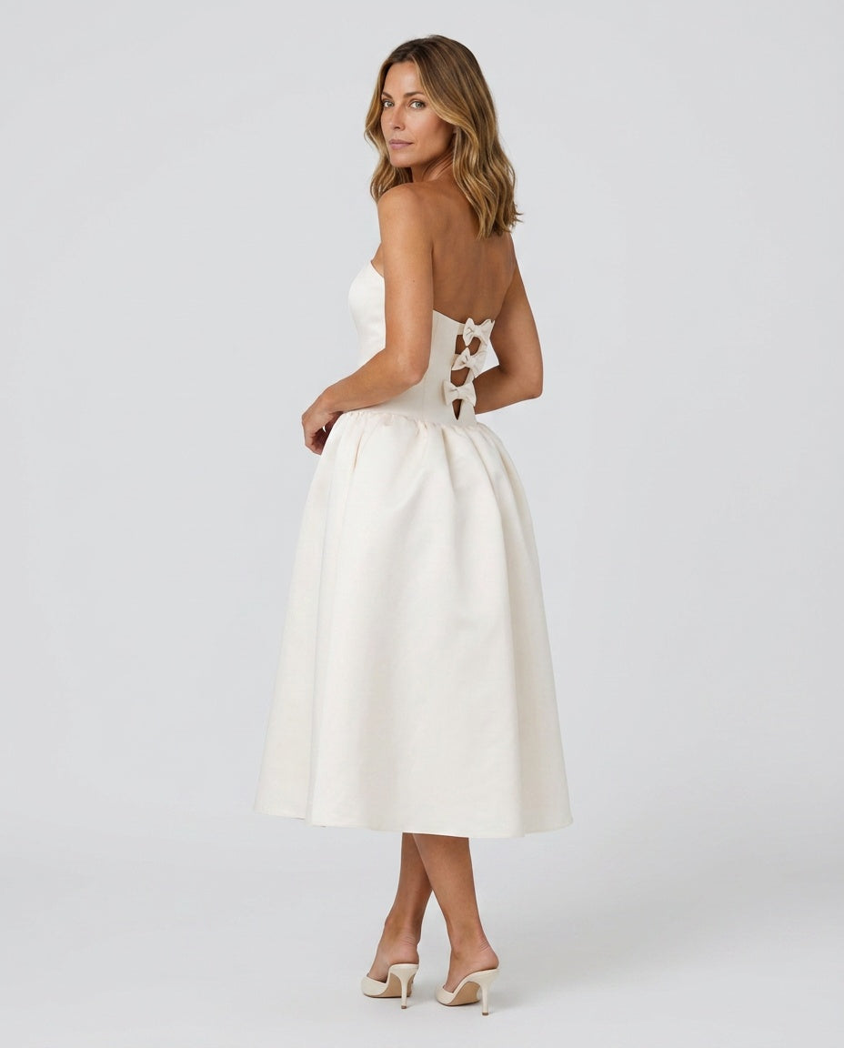 Paola | Bow Detail Bubble Hem Midi Dress