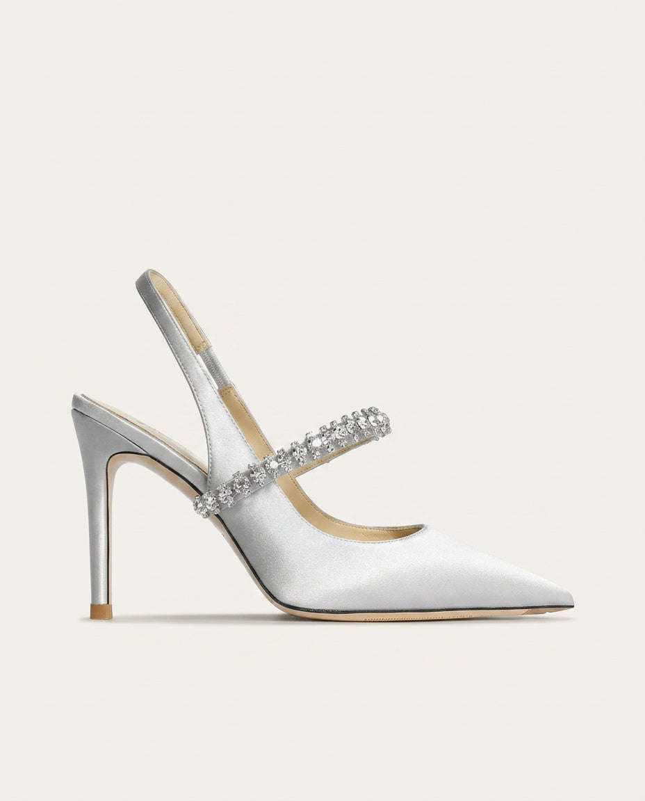 Reese | Satin-Look Pointed Toe Slingback Heels