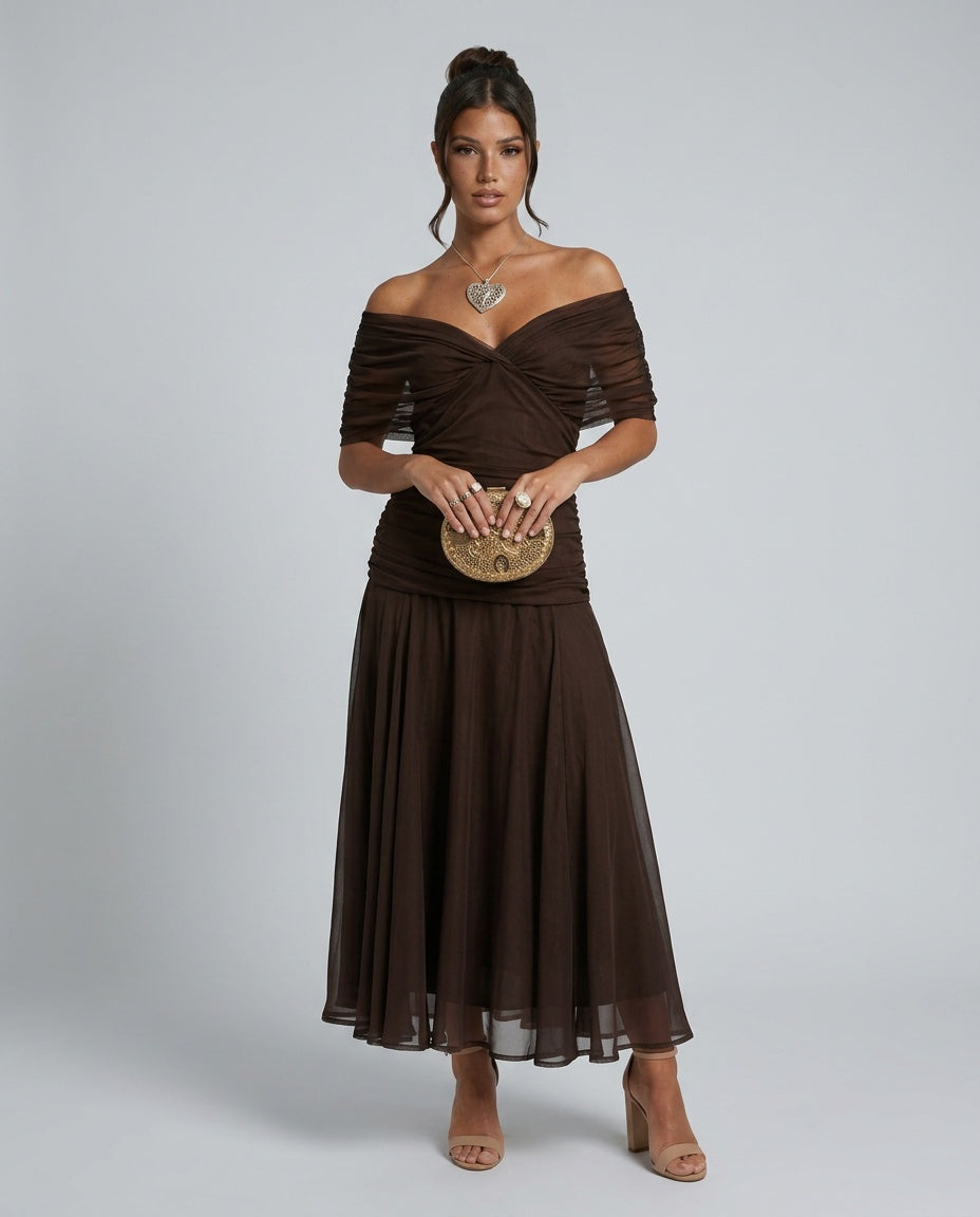 Kennedy | V-Neck Crossed Draped Floral Maxi Dress