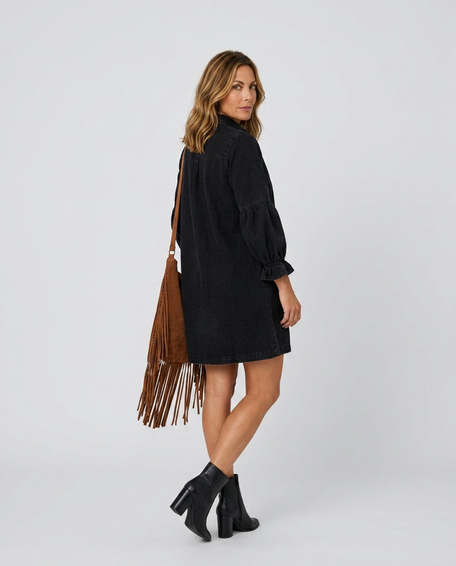 Margot | Collared Puff Sleeve Fit and Flare Mini Dress