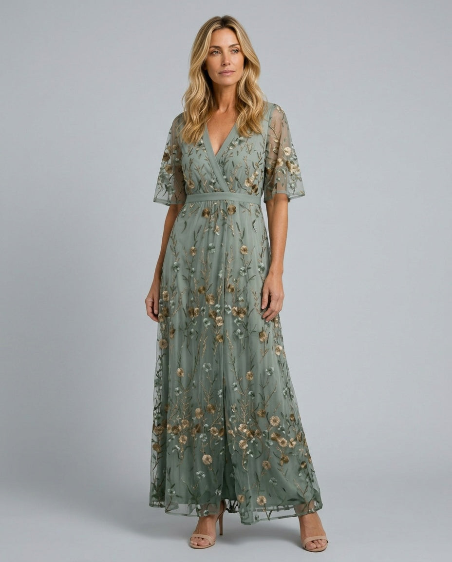 Elowen | Embroidered Floral Maxi Dress