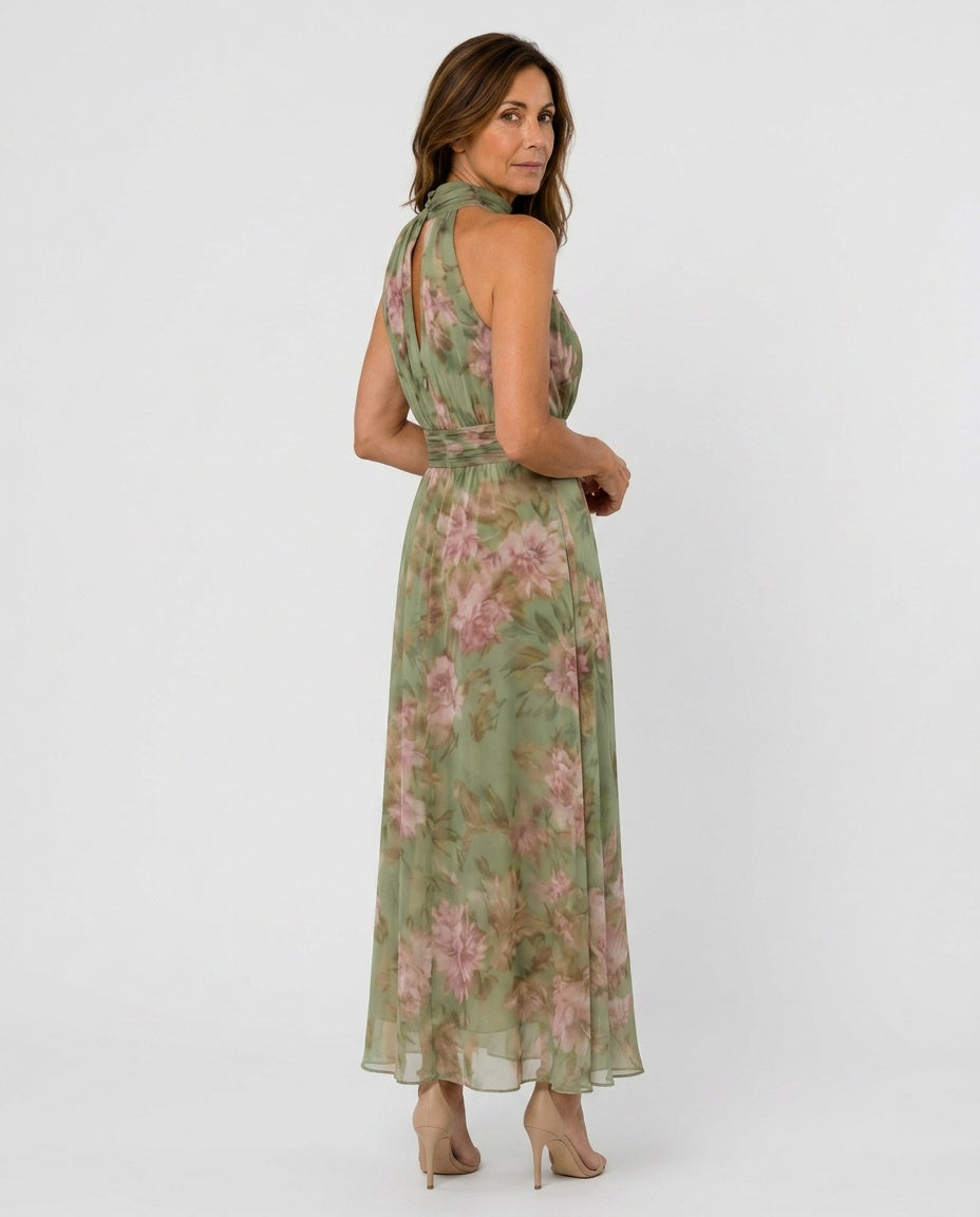 Adeline | Gathered Halter Midi Dress