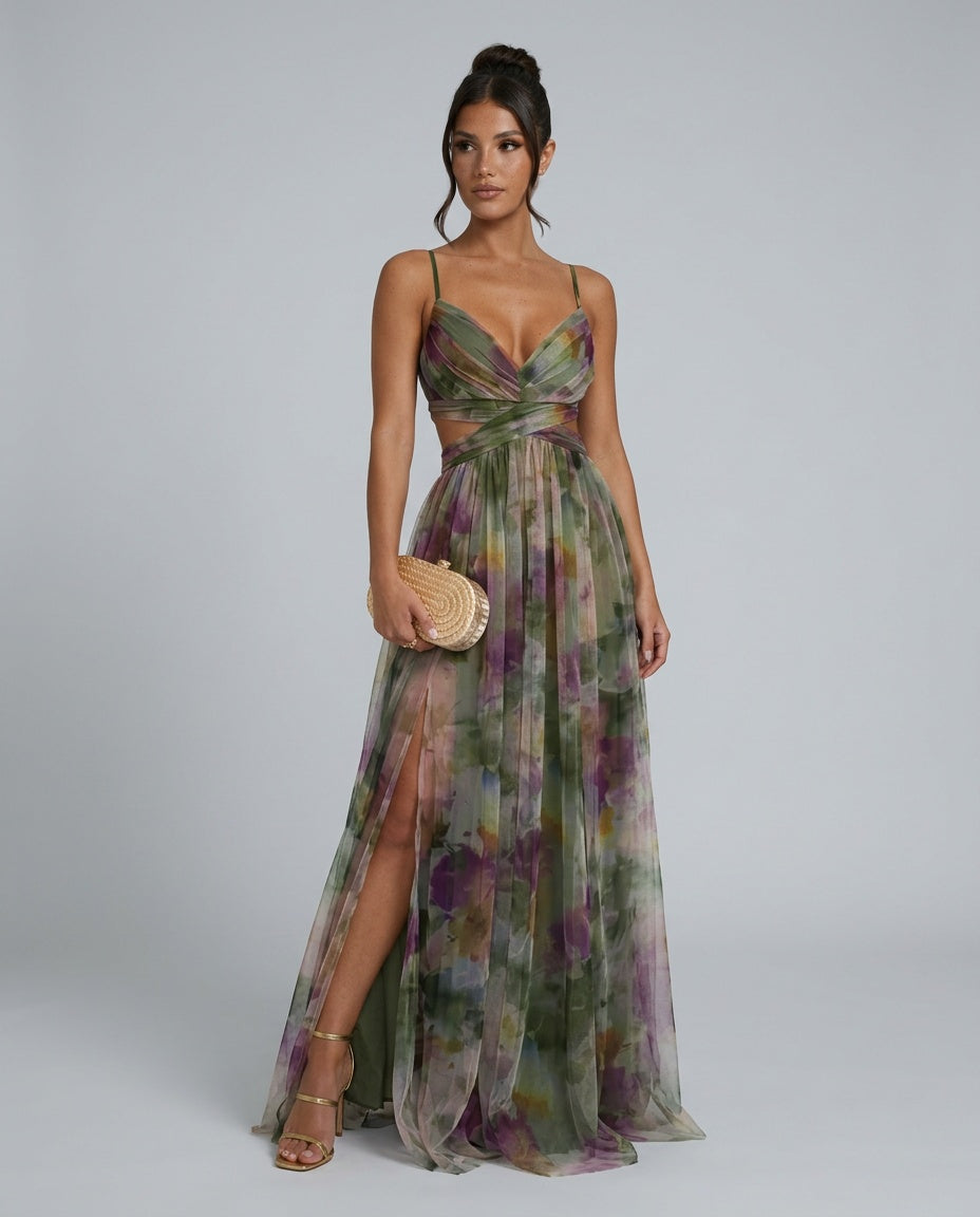 Kira | Multicolour Spaghetti Strap Maxi Dress