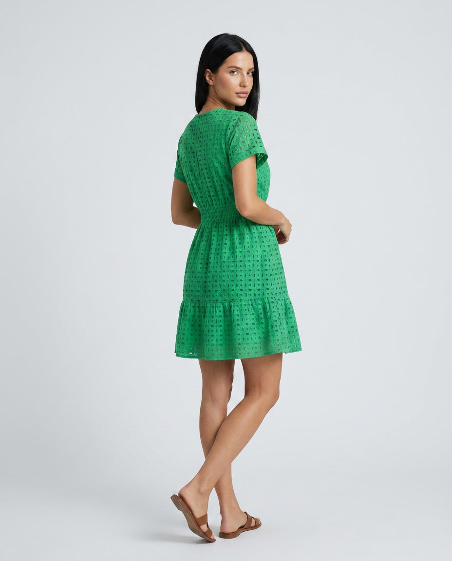 Anouk | Flutter Sleeve Eyelet Mini Dress