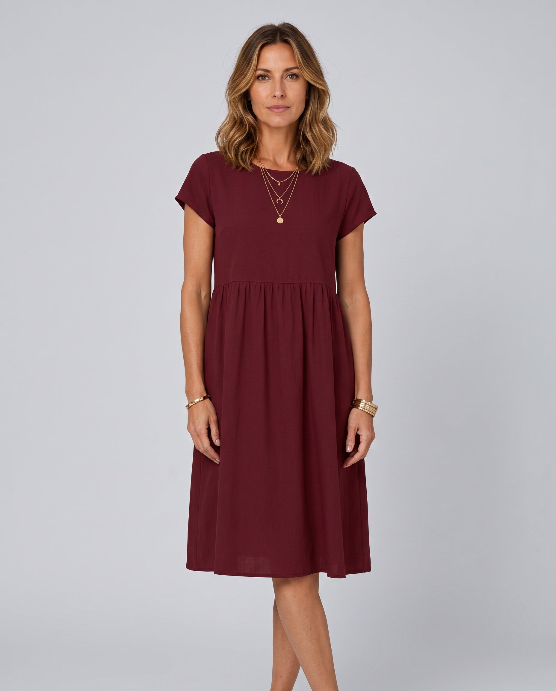 Colette | Short Sleeve Side Pocket Midi Dress