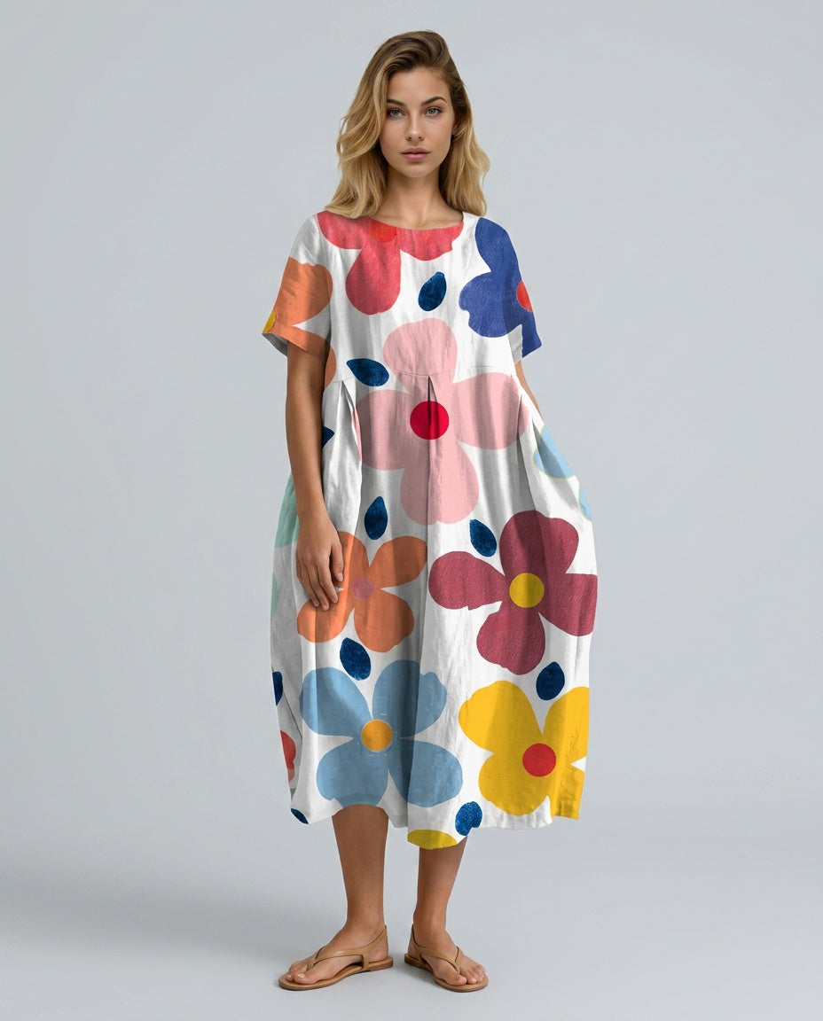 Sofia | Floral Print Summer Midi Dress