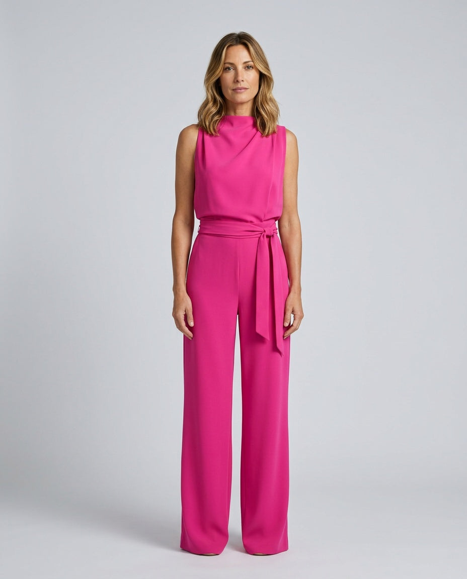 Harlow | Sleeveless High Neck Wide Leg Jumpsuit
