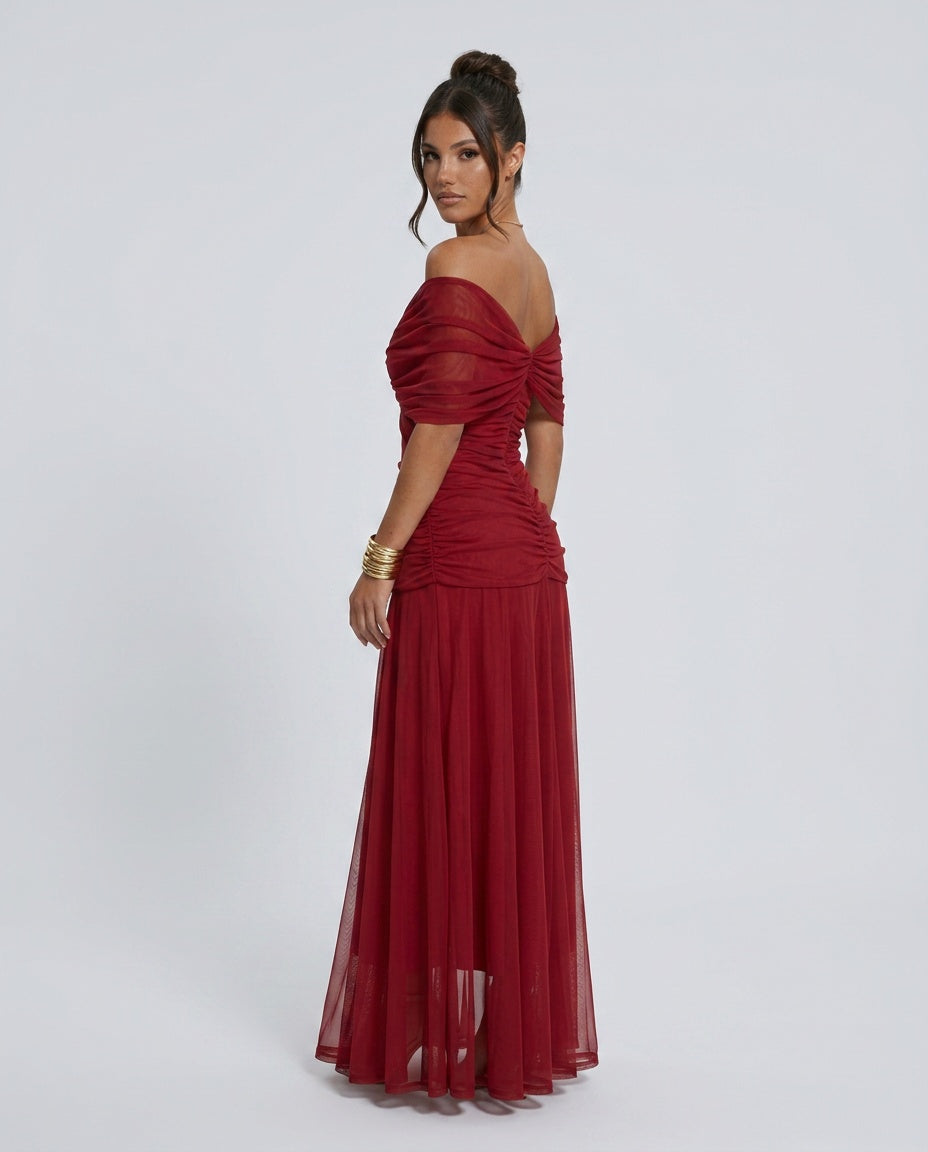 Kennedy | V-Neck Crossed Draped Floral Maxi Dress
