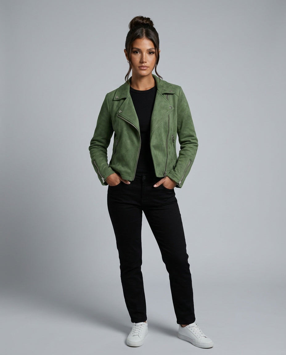 Gemma | Slim Fit Asymmetric Zip Biker Jacket
