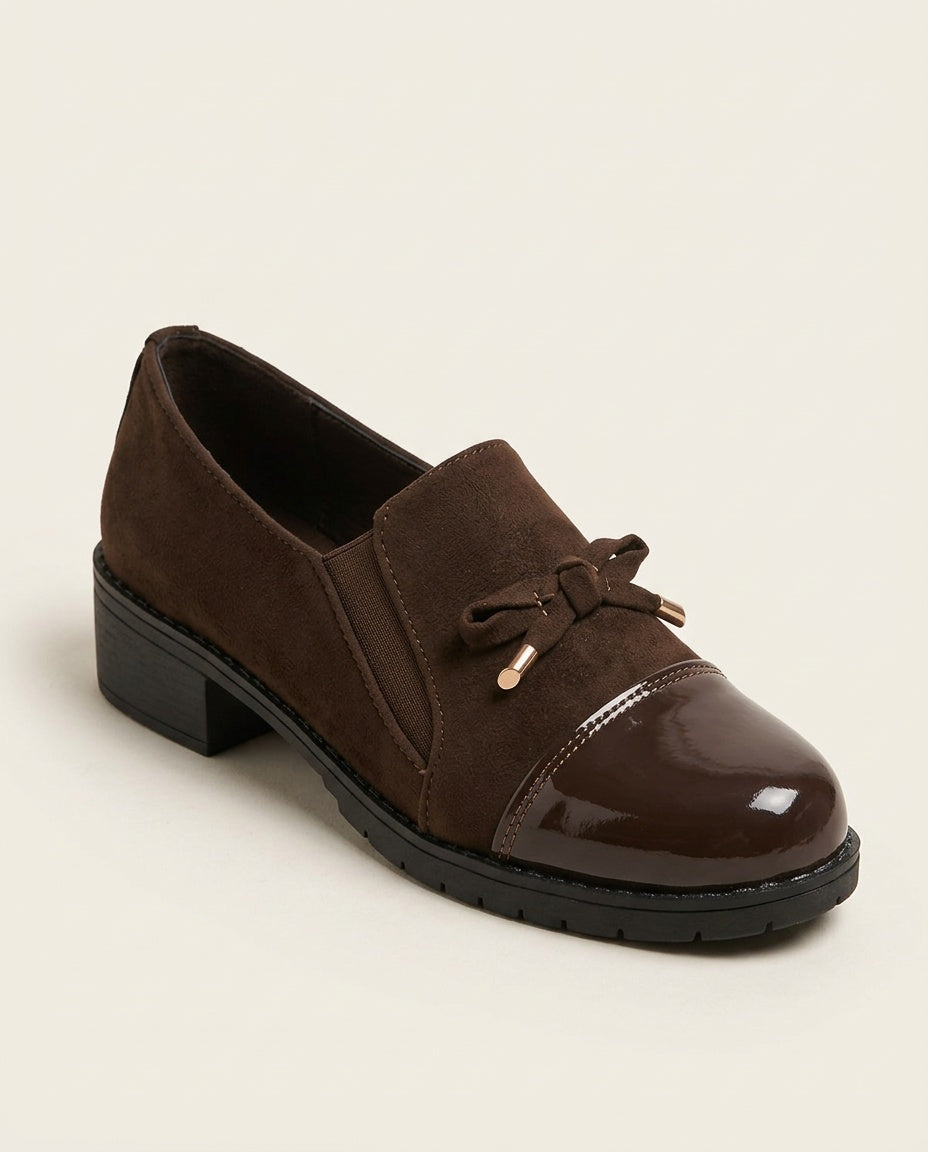 Della | Patent-Toe Block Heel Loafers