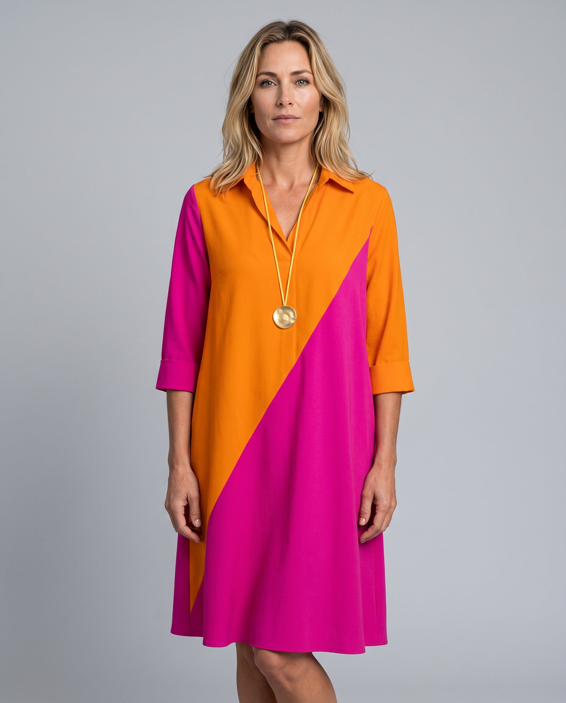 Bianca | Collared Long Sleeve Polo Midi Dress