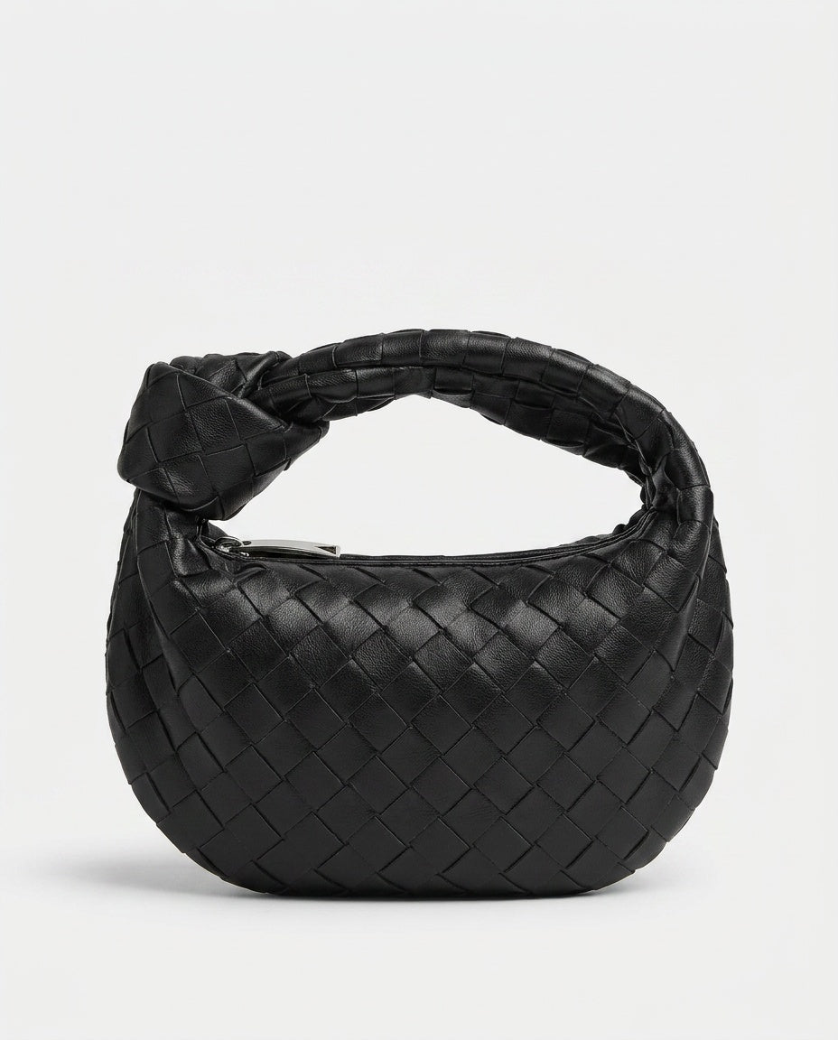 Woven Convertible Mini Bag with Silver Hardware