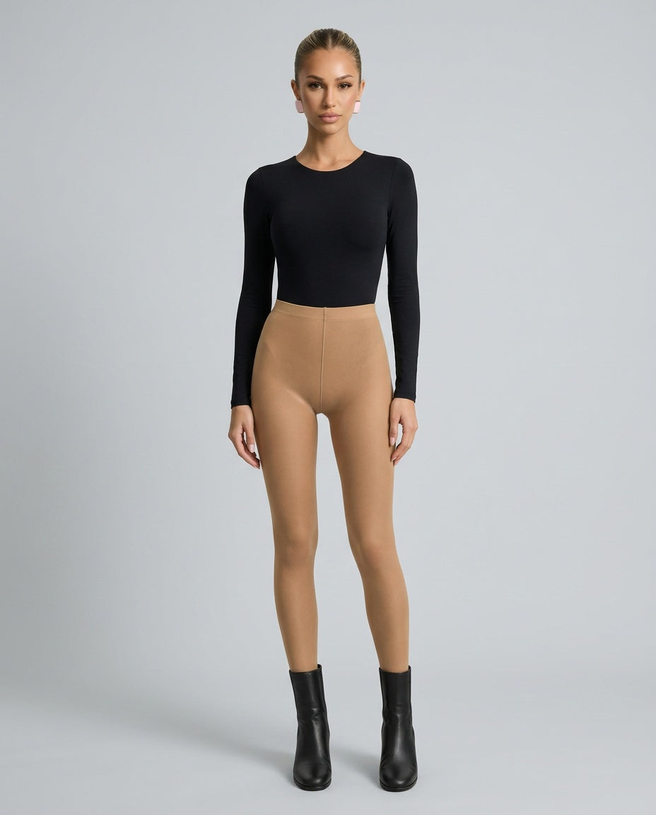 Marina | Fleece Lined Sheer Skin-Tone Thermal Tights