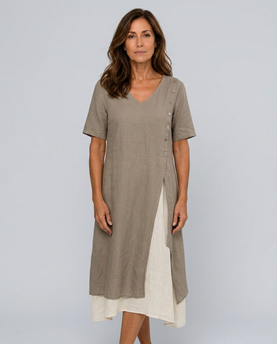 Micaela | Asymmetric Short Sleeve Two-Piece Set